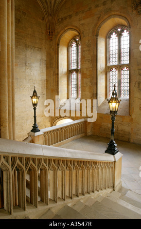 Staircase at christchurch college oxford leading to the great hall,england. Stock Photo