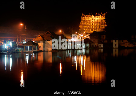 Padmanabha swami temple, Thiruvananthapuram, let up at night. Stock Photo
