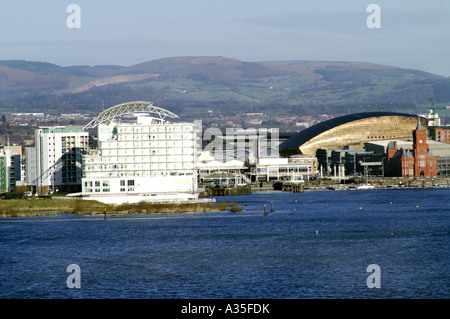 view across cardiff bay from penarth glamorgan south wales Stock Photo