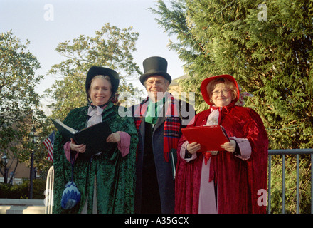 Christmas carolers in Old Town Alexandria Virginia Stock Photo