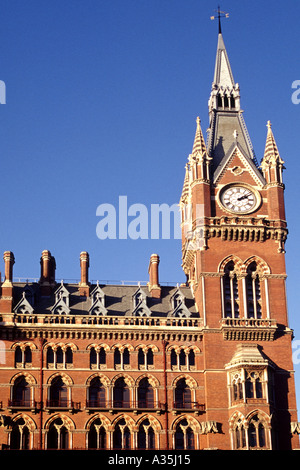 The exterior of the historic St Pancras station and hotel in London. Stock Photo