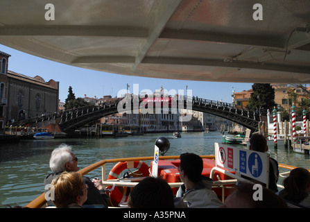Venice Italy passenger eye view from a vaporetto waterbus on the Grand Canal near Accademia bridge Stock Photo