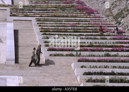 Flower beds on the Cascades in Yerevan Armenia Stock Photo