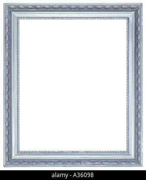 A vertical silver rectangular decorative ornate antique frame Stock Photo