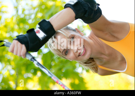 Frau beim Nordicblading, nordicblading woman Stock Photo