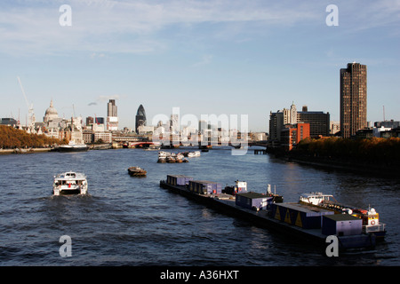 The view towards the City of London from Waterloo Bridge Stock Photo