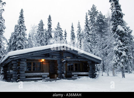 Hotel log cabins, Yllas, Lapland. Stock Photo