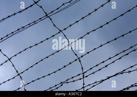 Barbed wire at an old Nazi concentration camp in France Stock Photo