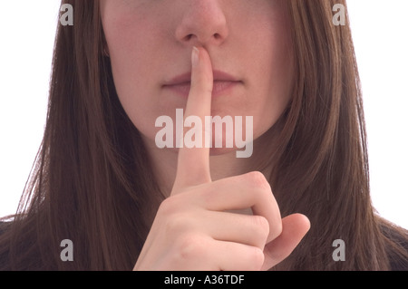 The Concept of Secretiveness lips are sealed Stock Photo