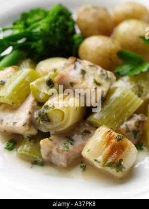 Pork, celery and leek casserole Stock Photo