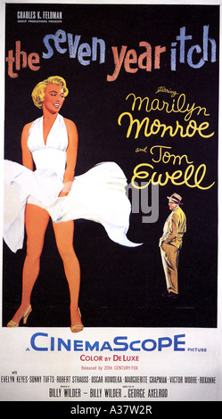THE SEVEN YEAR ITCH poster for 1955 TCF film with Marilyn Monroe and Tom Ewell Stock Photo