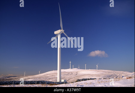 Winter on Hare Hill East Ayrshire Wind turbine renewable energy generation supply by Scottish Power Renewables Scotland UK Stock Photo