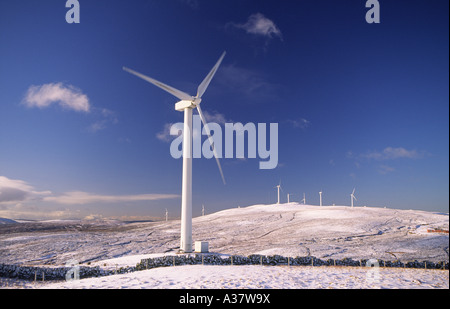 Wind turbines renewable energy production Hare Hill Wind Farm Scotland UK Stock Photo