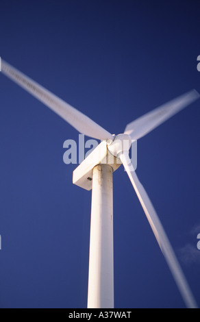 Close up photograph of wind turbine blades and rotor on Hare Hill wind farm East Ayrshire Scotland UK Stock Photo