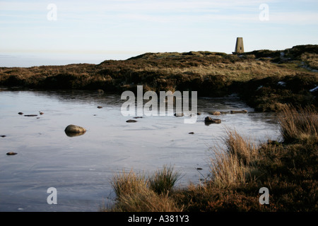 Summit trig pillar on Black Hill, Black Mountains, Wales Stock Photo