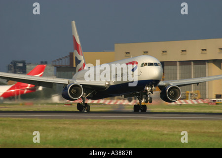 British Airways Boeing 767 touching down at London Heathrow Airport United Kingdom Stock Photo