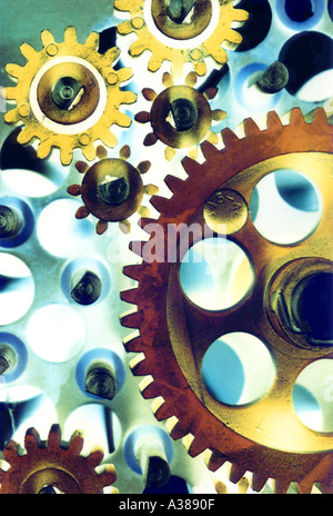 Gears backlit and illuminated Stock Photo