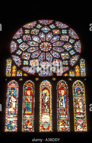 Lancets, below, North Rose window, stained glass, Chartres Cathedral ...