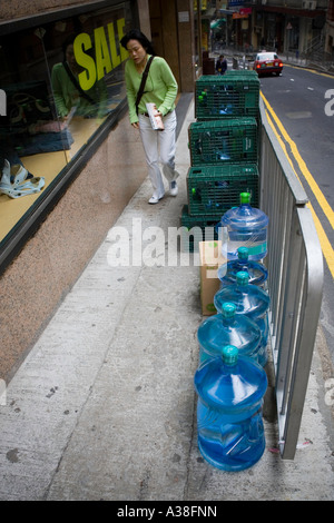 Bottled water being delivered to offices in Central, Hong Kong Stock Photo