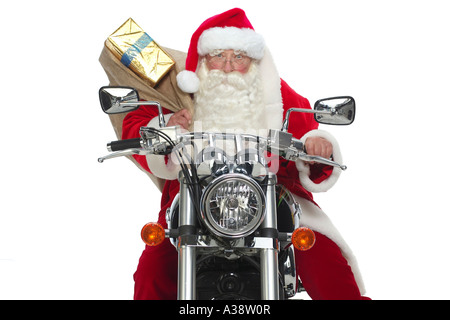 Nikolaus Auf Einem Motorrad, Santa Claus Riding Motorbike Stock Photo 