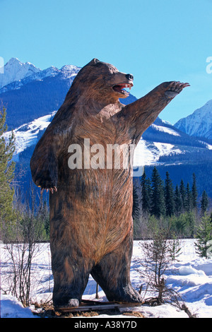 Wooden Grizzly Bear 1 Stock Photo