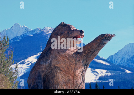 Wooden Grizzly Bear 3 Stock Photo