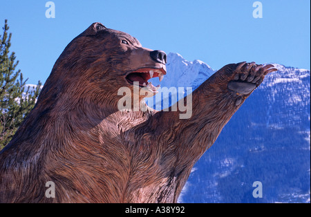 Wooden Grizzly Bear 5 Stock Photo