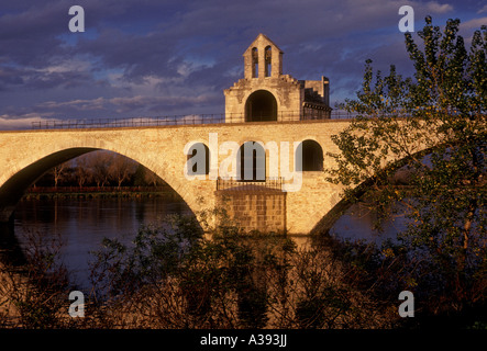 Saint-Benezet Bridge, Pont Saint-Benezet, Pont d'Avignon, medieval bridge, arched bridge, Romanesque architecture, Avignon, Provence, France Stock Photo
