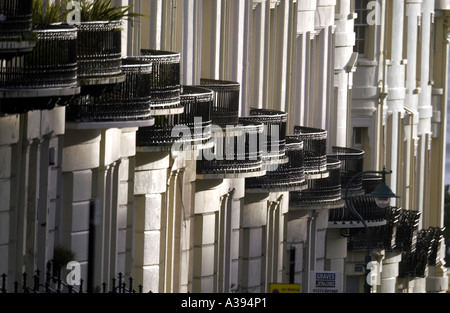 Balconies in Lansdowne Place Hove on an elegant well maintained street leading to the seafront Stock Photo