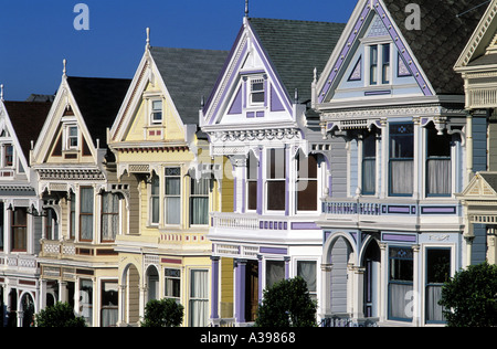 USA San Francisco Row of Victorian houses on Steiner Street Stock Photo