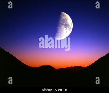 FR - ISERE: Moon over Col de Sarenne Stock Photo