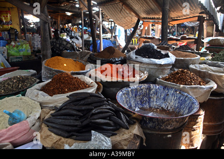 Herbs spices on sale in a local market Bamako Mali, Africa Stock Photo