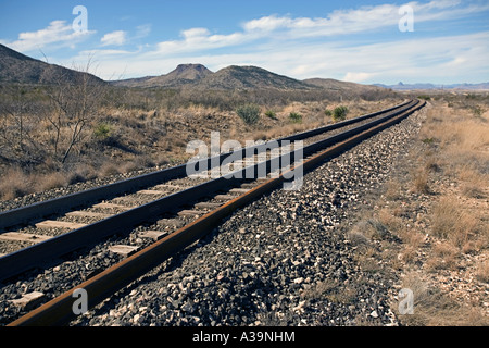 Union Pacific railway between Alpine and Marathon in west Texas Stock Photo