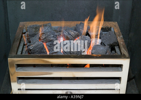 Domestic coal effect gas fire Stock Photo