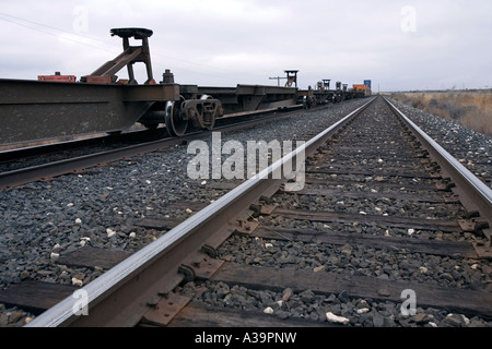 Union Pacific railway between Alpine and Marathon in west Texas Stock Photo