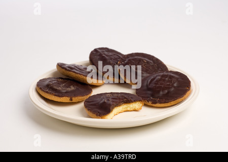 jaffa cakes on dish Stock Photo