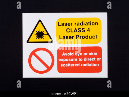 class 4 laser radiation warning label Stock Photo