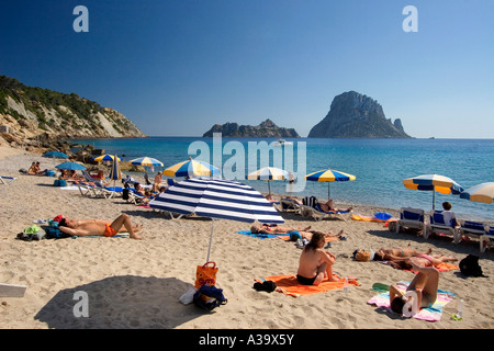 Spanien Balearen Ibiza beach Cala d Hort beach Stock Photo