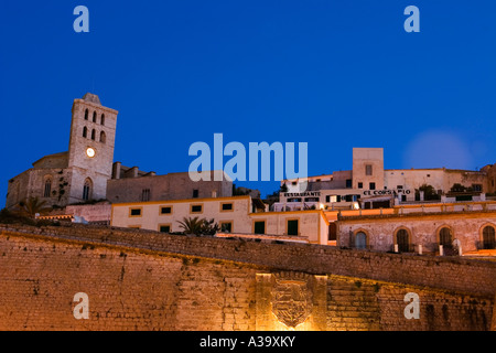 Spain Baleares island Ibiza Dalt vila fortress at night Stock Photo