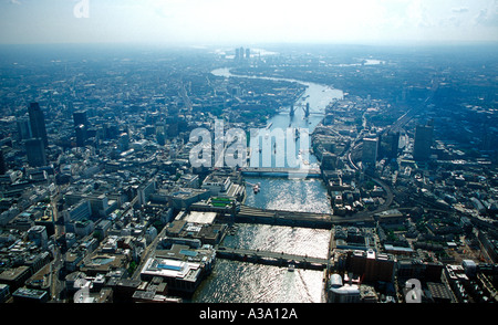 View down thames towards docklands Stock Photo