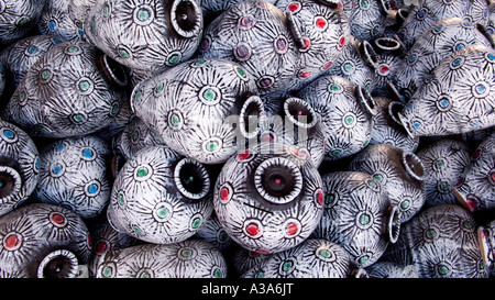 Display of colourful Gharyan pottery for sale Libya Stock Photo