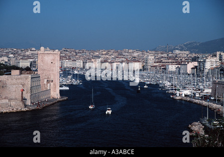 Entry to the old port of Marseille Provence France Stock Photo