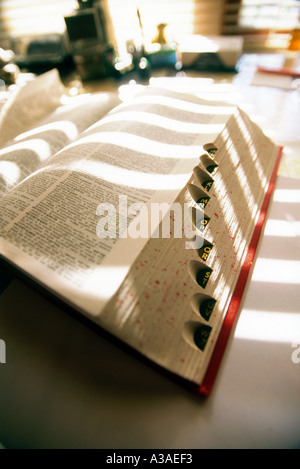 Open English Dictionary on desk Stock Photo