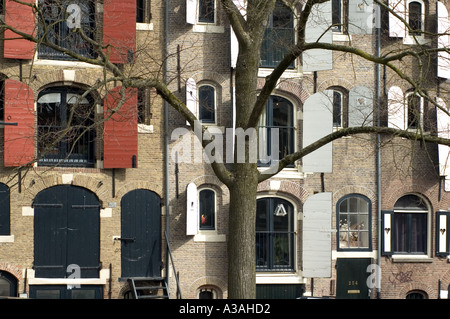 Shuttered windows in Amsterdam Stock Photo