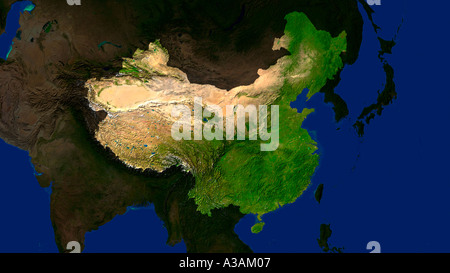 Satellite Image Of China Highlighted Stock Photo