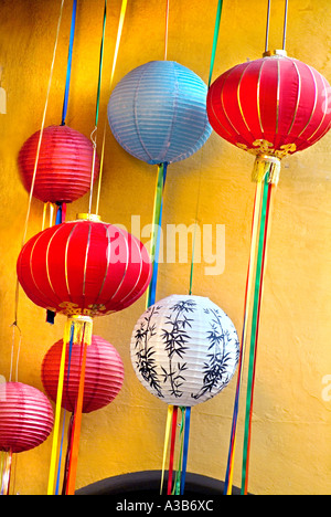 Colorful array of Chinese paper lamps Stock Photo
