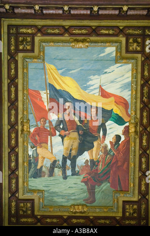 VENEZUELA South America Caracas Portrait of national and continental hero Simon Bolivar on ceiling of National Pantheon Stock Photo