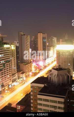 Light Trails Along Main Street, Urumqi Stock Photo