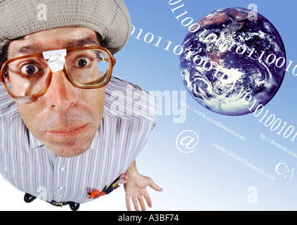 Technology Nerd in today s high tech world Stock Photo