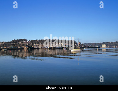 PORTH PENRHYN GWYNEDD NORTH WALES UK January Looking across to Bangor City marina from Penrhyn Port Stock Photo